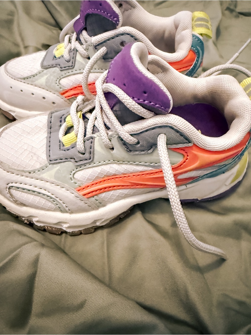 Zara White Sneakers with Purple, Orange & Yellow Accents